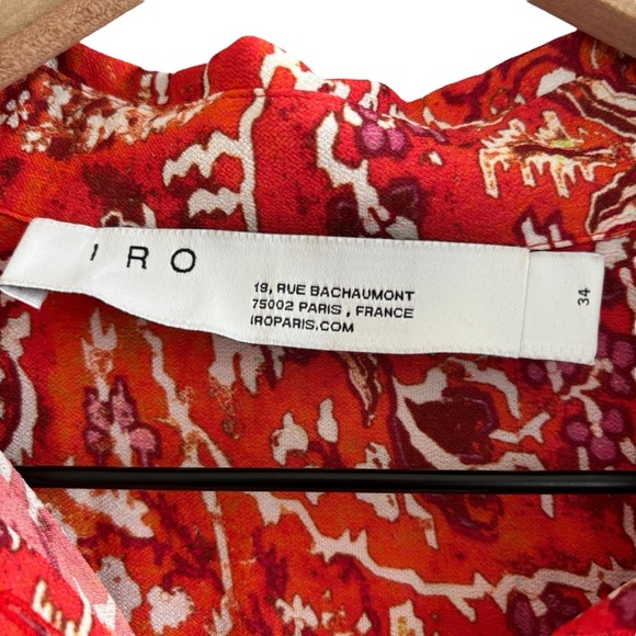 IRO Jacto Gathered Button Up Abstract Floral Blouse Size EU 34/U.S. Size 4 - Picture 5 of 16